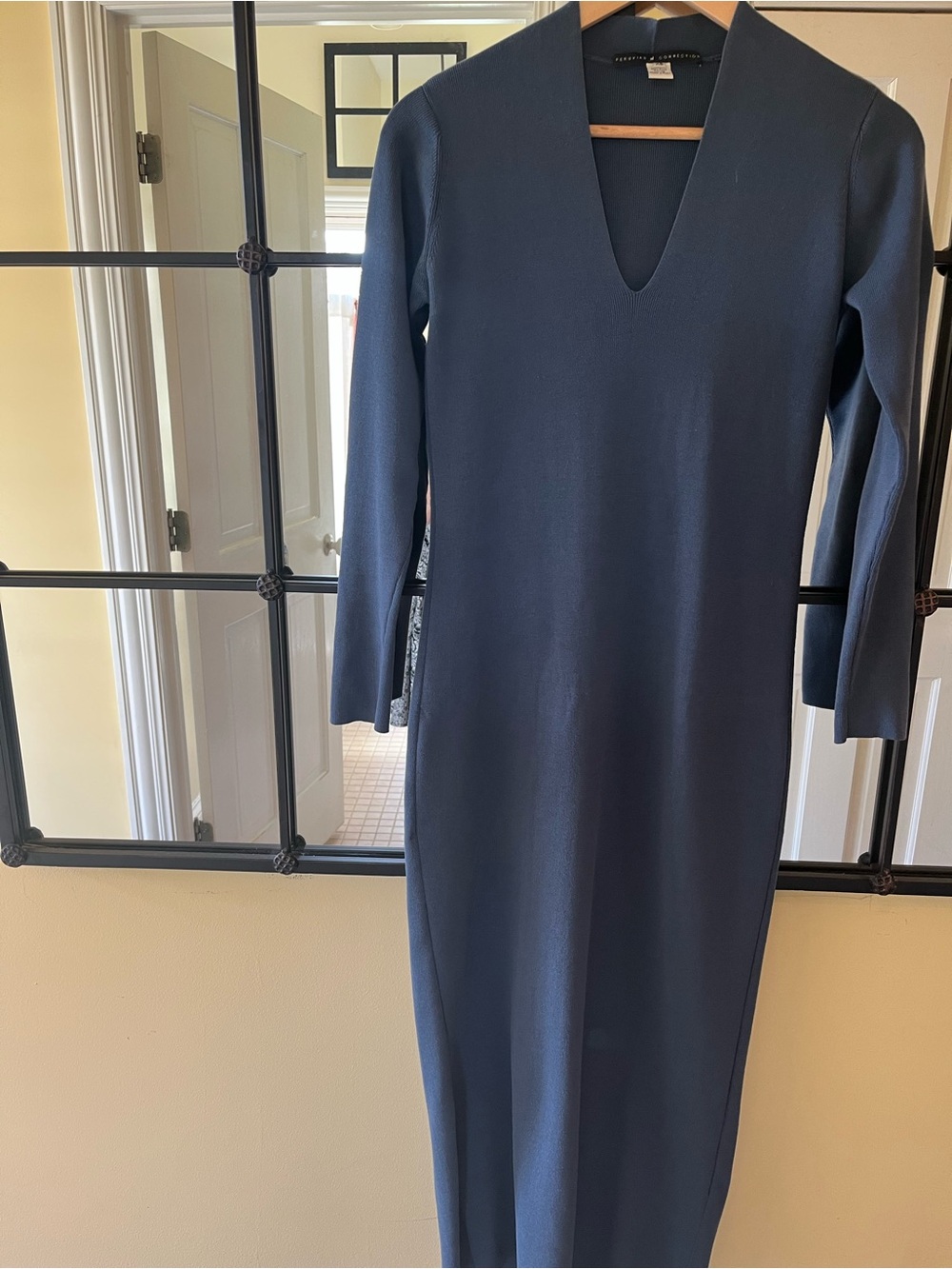 Peruvian Connection Navy V-Neck Long Sleeve Maxi Dress